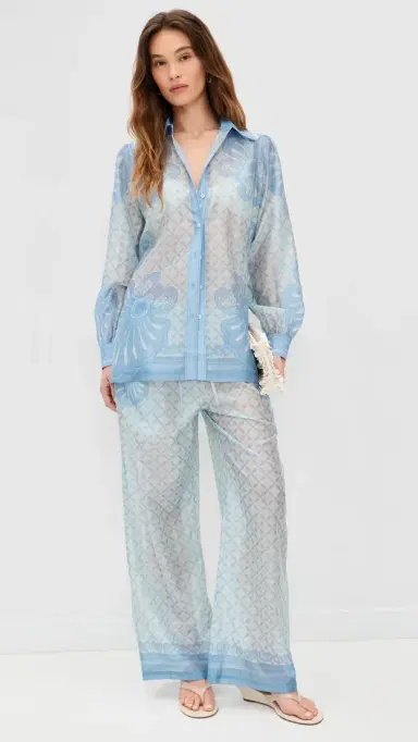 Shani Shemer usan Button Down hirt Aqua hell Print | Thumbnail 5 Shani Shemer usan Button Down hirt Aqua hell Print | Thumbnail 5
