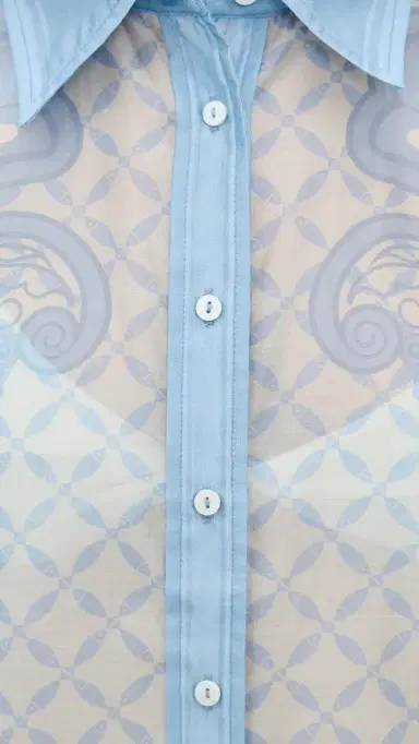 Shani Shemer usan Button Down hirt Aqua hell Print | Thumbnail 6 Shani Shemer usan Button Down hirt Aqua hell Print | Thumbnail 6