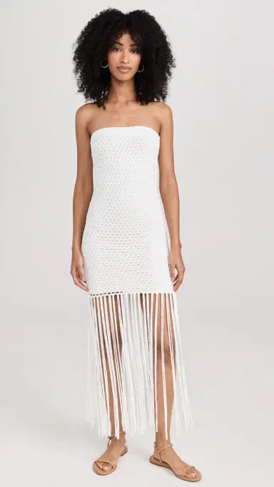PQ Swim Vanessa Strapless Fringe Dress Water Lily | Thumbnail 2 PQ Swim Vanessa Strapless Fringe Dress Water Lily | Thumbnail 2