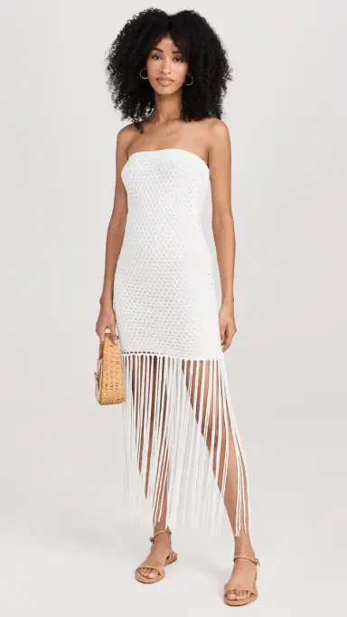 PQ Swim Vanessa Strapless Fringe Dress Water Lily | Thumbnail 5 PQ Swim Vanessa Strapless Fringe Dress Water Lily | Thumbnail 5