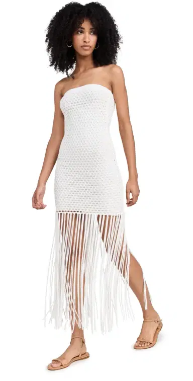 PQ Swim Vanessa Strapless Fringe Dress Water Lily | Thumbnail 1 PQ Swim Vanessa Strapless Fringe Dress Water Lily | Thumbnail 1