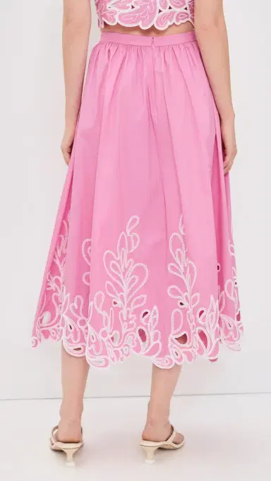 Cinq à Sept Paisley Bloom Embroidered Espe Skirt Rosewater Pink/White | Thumbnail 3 Cinq à Sept Paisley Bloom Embroidered Espe Skirt Rosewater Pink/White | Thumbnail 3