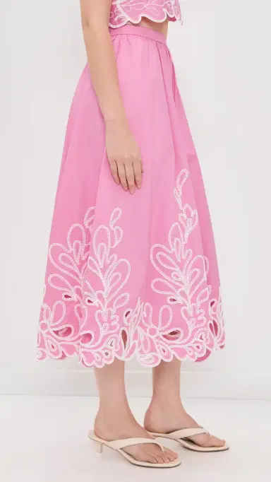 Cinq à Sept Paisley Bloom Embroidered Espe Skirt Rosewater Pink/White | Thumbnail 4 Cinq à Sept Paisley Bloom Embroidered Espe Skirt Rosewater Pink/White | Thumbnail 4