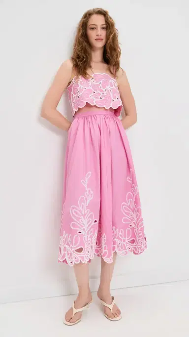 Cinq à Sept Paisley Bloom Embroidered Espe Skirt Rosewater Pink/White | Thumbnail 5 Cinq à Sept Paisley Bloom Embroidered Espe Skirt Rosewater Pink/White | Thumbnail 5