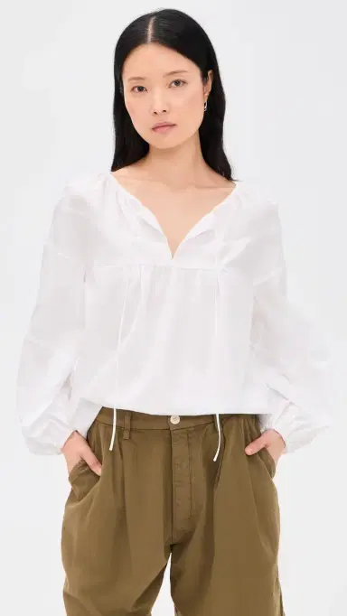 Vince hirred Long Sleeve Top Optic White | Thumbnail 2 Vince hirred Long Sleeve Top Optic White | Thumbnail 2