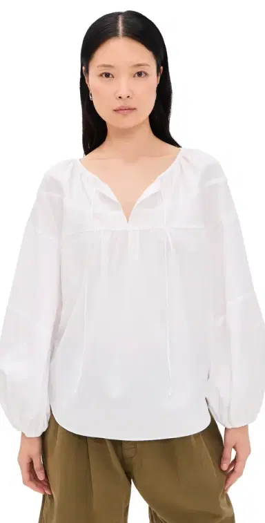 Vince hirred Long Sleeve Top Optic White | Thumbnail 1 Vince hirred Long Sleeve Top Optic White | Thumbnail 1