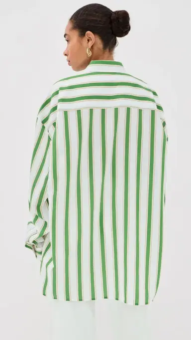 STELLA JEAN Button Down Shirt Green And White Stripes 38 | Thumbnail 3 STELLA JEAN Button Down Shirt Green And White Stripes 38 | Thumbnail 3