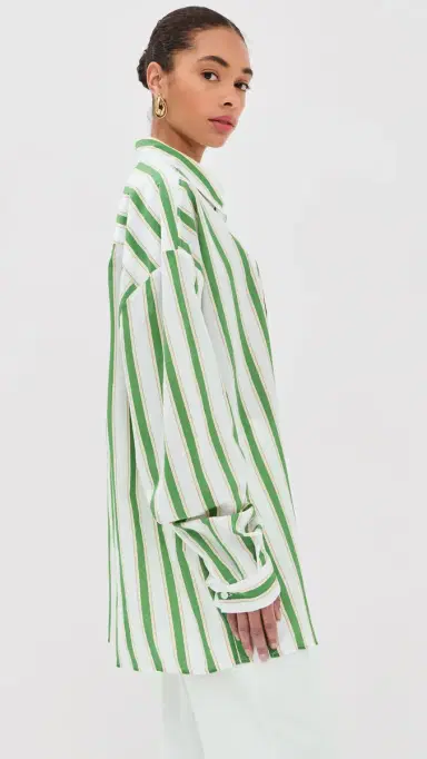 STELLA JEAN Button Down Shirt Green And White Stripes 38 | Thumbnail 4 STELLA JEAN Button Down Shirt Green And White Stripes 38 | Thumbnail 4