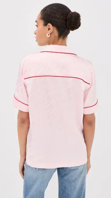 Off-White Satin Pajama Shirt Soft Pink | Thumbnail 3 Off-White Satin Pajama Shirt Soft Pink | Thumbnail 3