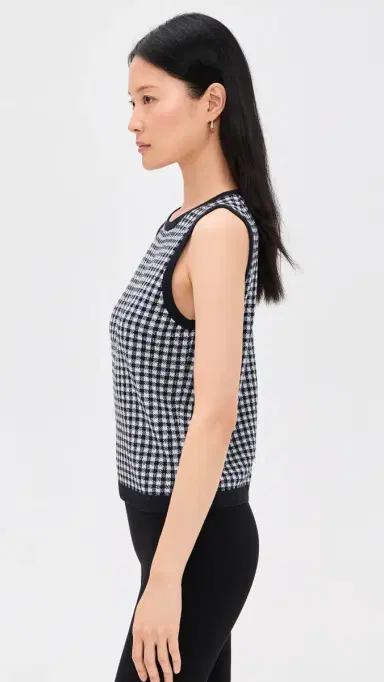 Vince Gingham Tank Black/Off White | Thumbnail 4 Vince Gingham Tank Black/Off White | Thumbnail 4