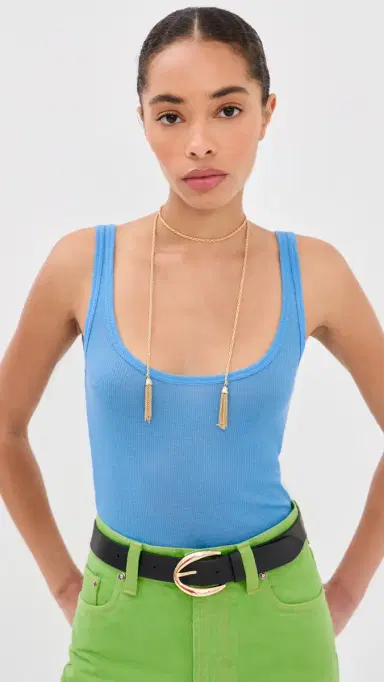 Versace Ribbed Medusa Embroidery Tank Top Sky | Thumbnail 2 Versace Ribbed Medusa Embroidery Tank Top Sky | Thumbnail 2
