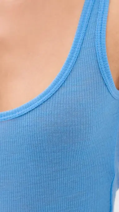 Versace Ribbed Medusa Embroidery Tank Top Sky | Thumbnail 6 Versace Ribbed Medusa Embroidery Tank Top Sky | Thumbnail 6
