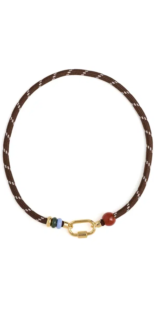 Semiprecious Carabiner Paracord Charm Necklace Dark Carob One Size Semiprecious Carabiner Paracord Charm Necklace Dark Carob One Size