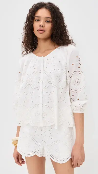 Marea Sophie Top White Eyelet | Thumbnail 2 Marea Sophie Top White Eyelet | Thumbnail 2