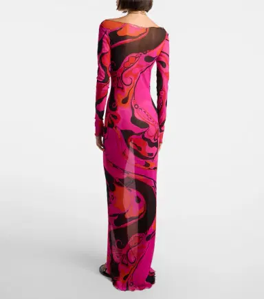 Pucci Orchidee tulle maxi dress | Thumbnail 4 Pucci Orchidee tulle maxi dress | Thumbnail 4