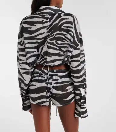 The Attico Zebra-print cotton muslin wrap top | Thumbnail 5 The Attico Zebra-print cotton muslin wrap top | Thumbnail 5