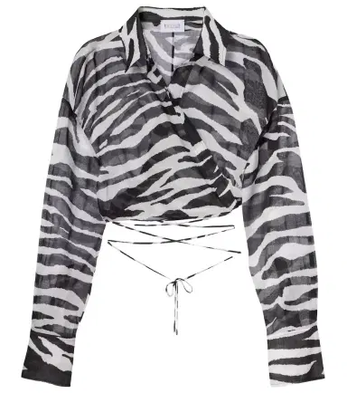 The Attico Zebra-print cotton muslin wrap top | Thumbnail 1 The Attico Zebra-print cotton muslin wrap top | Thumbnail 1