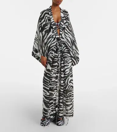 The Attico Zebra-print cotton muslin kaftan | Thumbnail 4 The Attico Zebra-print cotton muslin kaftan | Thumbnail 4