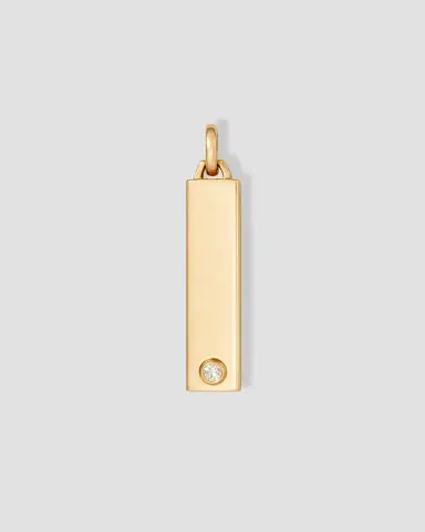 Jennifer Fisher Narrow Classic Diamond Dog Tag in 18K Yellow Gold | Thumbnail 2 Jennifer Fisher Narrow Classic Diamond Dog Tag in 18K Yellow Gold | Thumbnail 2