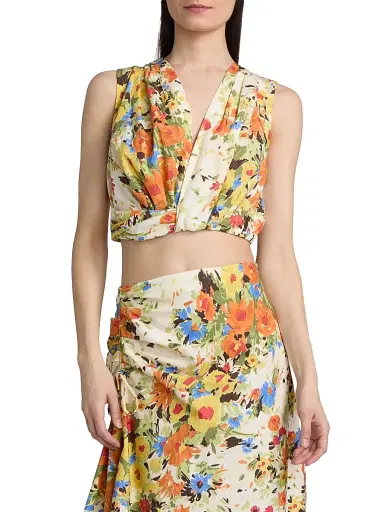 A.L.C. Women's Brooklyn Floral Cotton Crop Top | Thumbnail 3 A.L.C. Women's Brooklyn Floral Cotton Crop Top | Thumbnail 3