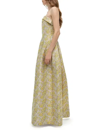 SIMKHAI Women's Octavia Floral Jacquard Strapless Gown - Buttercream | Thumbnail 3 SIMKHAI Women's Octavia Floral Jacquard Strapless Gown - Buttercream | Thumbnail 3