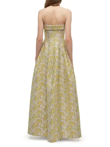 SIMKHAI Women's Octavia Floral Jacquard Strapless Gown - Buttercream | Thumbnail 4 SIMKHAI Women's Octavia Floral Jacquard Strapless Gown - Buttercream | Thumbnail 4