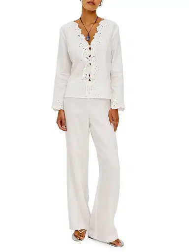 RAILS Women's Fleur Embroidered Linen Blouse - White | Thumbnail 2 RAILS Women's Fleur Embroidered Linen Blouse - White | Thumbnail 2