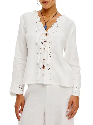 RAILS Women's Fleur Embroidered Linen Blouse - White | Thumbnail 3 RAILS Women's Fleur Embroidered Linen Blouse - White | Thumbnail 3