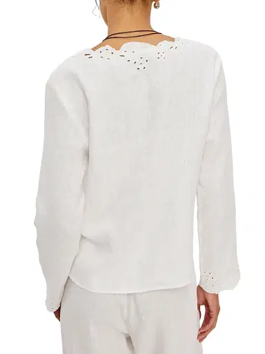 RAILS Women's Fleur Embroidered Linen Blouse - White | Thumbnail 4 RAILS Women's Fleur Embroidered Linen Blouse - White | Thumbnail 4