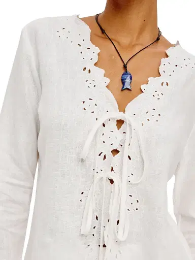 RAILS Women's Fleur Embroidered Linen Blouse - White | Thumbnail 5 RAILS Women's Fleur Embroidered Linen Blouse - White | Thumbnail 5