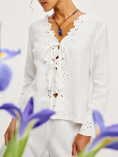 RAILS Women's Fleur Embroidered Linen Blouse - White | Thumbnail 6 RAILS Women's Fleur Embroidered Linen Blouse - White | Thumbnail 6