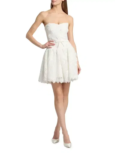 BADGLEY MISCHKA Women's Floral Lace Bow Cocktail Dress - Light Ivory - Size 16 | Thumbnail 2 BADGLEY MISCHKA Women's Floral Lace Bow Cocktail Dress - Light Ivory - Size 16 | Thumbnail 2
