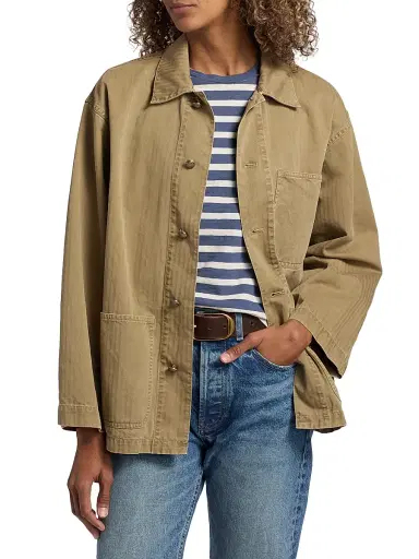 Nili Lotan Women's Franklin Cotton Button-Front Jacket - French Khaki | Thumbnail 3 Nili Lotan Women's Franklin Cotton Button-Front Jacket - French Khaki | Thumbnail 3