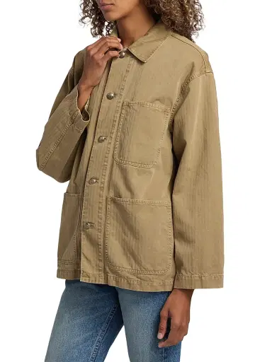 Nili Lotan Women's Franklin Cotton Button-Front Jacket - French Khaki | Thumbnail 4 Nili Lotan Women's Franklin Cotton Button-Front Jacket - French Khaki | Thumbnail 4