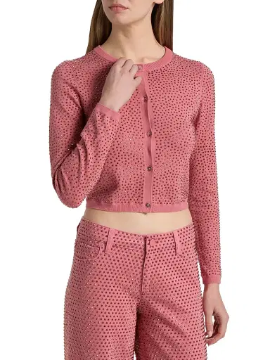 Alice + Olivia Women's Carson Embellished Cardigan - Deep Rose Gold - Size Large | Thumbnail 3 Alice + Olivia Women's Carson Embellished Cardigan - Deep Rose Gold - Size Large | Thumbnail 3