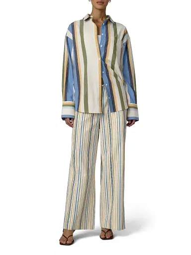 Joe's Jeans Women's The Boyfriend Striped Button-Up Shirt - Azure Multi Stripe | Thumbnail 2 Joe's Jeans Women's The Boyfriend Striped Button-Up Shirt - Azure Multi Stripe | Thumbnail 2