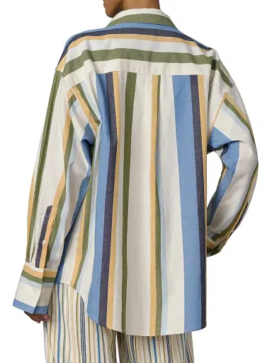 Joe's Jeans Women's The Boyfriend Striped Button-Up Shirt - Azure Multi Stripe | Thumbnail 5 Joe's Jeans Women's The Boyfriend Striped Button-Up Shirt - Azure Multi Stripe | Thumbnail 5
