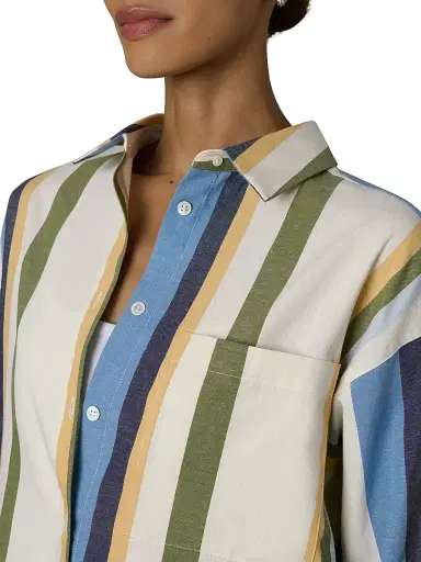 Joe's Jeans Women's The Boyfriend Striped Button-Up Shirt - Azure Multi Stripe | Thumbnail 6 Joe's Jeans Women's The Boyfriend Striped Button-Up Shirt - Azure Multi Stripe | Thumbnail 6