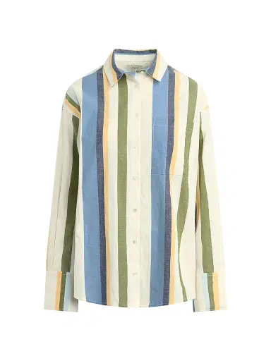 Joe's Jeans Women's The Boyfriend Striped Button-Up Shirt - Azure Multi Stripe | Thumbnail 1 Joe's Jeans Women's The Boyfriend Striped Button-Up Shirt - Azure Multi Stripe | Thumbnail 1