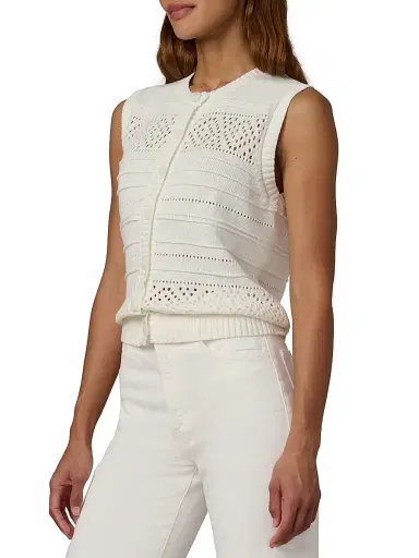Joe's Jeans Women's The Faye Linen-Cotton Sweater Vest - Ecru | Thumbnail 4 Joe's Jeans Women's The Faye Linen-Cotton Sweater Vest - Ecru | Thumbnail 4