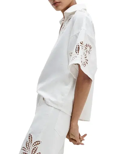 rag & bone Women's Lucy Floral Eyelet Denim Top - White Floral | Thumbnail 5 rag & bone Women's Lucy Floral Eyelet Denim Top - White Floral | Thumbnail 5