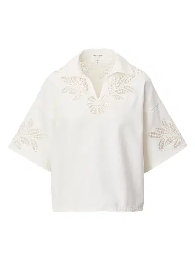 rag & bone Women's Lucy Floral Eyelet Denim Top - White Floral | Thumbnail 1 rag & bone Women's Lucy Floral Eyelet Denim Top - White Floral | Thumbnail 1