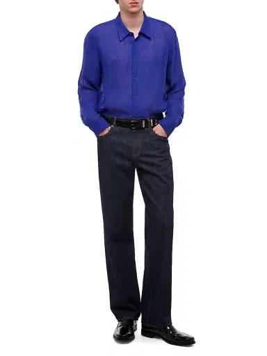 Helmut Lang Men's Linen-Gauze Relaxed-Fit Shirt - Pacific Blue - Size XL | Thumbnail 2 Helmut Lang Men's Linen-Gauze Relaxed-Fit Shirt - Pacific Blue - Size XL | Thumbnail 2