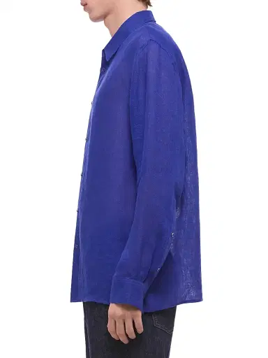 Helmut Lang Men's Linen-Gauze Relaxed-Fit Shirt - Pacific Blue - Size XL | Thumbnail 3 Helmut Lang Men's Linen-Gauze Relaxed-Fit Shirt - Pacific Blue - Size XL | Thumbnail 3