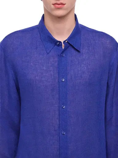 Helmut Lang Men's Linen-Gauze Relaxed-Fit Shirt - Pacific Blue - Size XL | Thumbnail 5 Helmut Lang Men's Linen-Gauze Relaxed-Fit Shirt - Pacific Blue - Size XL | Thumbnail 5