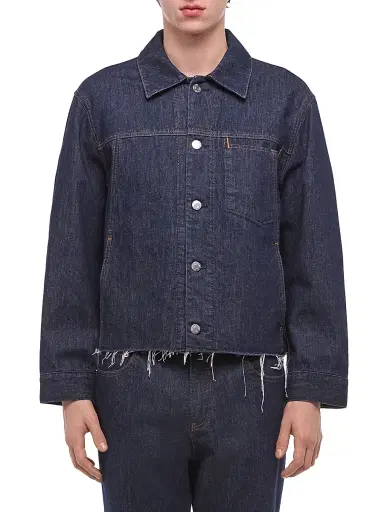 Helmut Lang Men's Brooklyn Cotton Crop Trucker Jacket - Rinsed Indigo - Size XL | Thumbnail 1 Helmut Lang Men's Brooklyn Cotton Crop Trucker Jacket - Rinsed Indigo - Size XL | Thumbnail 1