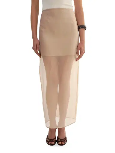 LAMARQUE Women's Farley Sheer Maxi Skirt - Beige - Size Large | Thumbnail 3 LAMARQUE Women's Farley Sheer Maxi Skirt - Beige - Size Large | Thumbnail 3