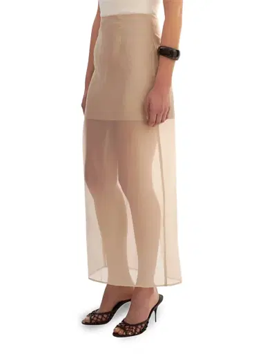 LAMARQUE Women's Farley Sheer Maxi Skirt - Beige - Size Large | Thumbnail 4 LAMARQUE Women's Farley Sheer Maxi Skirt - Beige - Size Large | Thumbnail 4