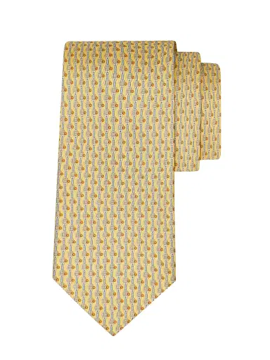 FERRAGAMO Men's Battuta Tennis Silk Tie - Beige | Thumbnail 1 FERRAGAMO Men's Battuta Tennis Silk Tie - Beige | Thumbnail 1