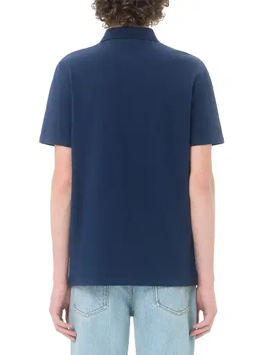 Valentino Garavani Men's Cotton Piqué Polo Shirt with VGold - Blue | Thumbnail 5 Valentino Garavani Men's Cotton Piqué Polo Shirt with VGold - Blue | Thumbnail 5